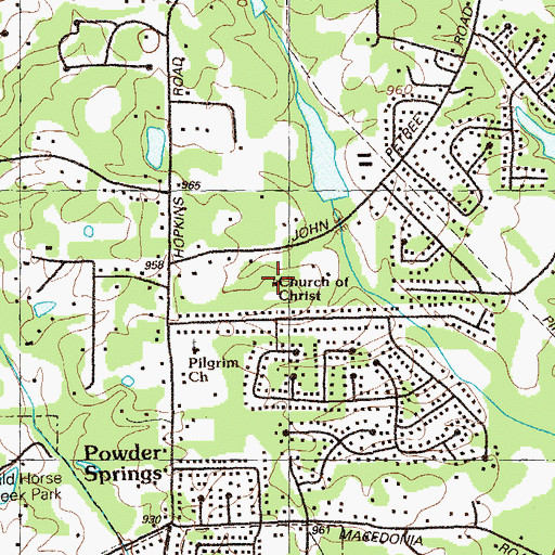 Topographic Map of Church of Christ Cemetery, GA