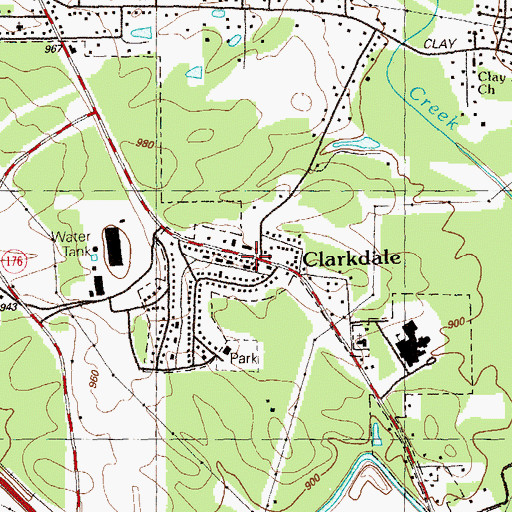 Topographic Map of Clarkdale Historic District, GA