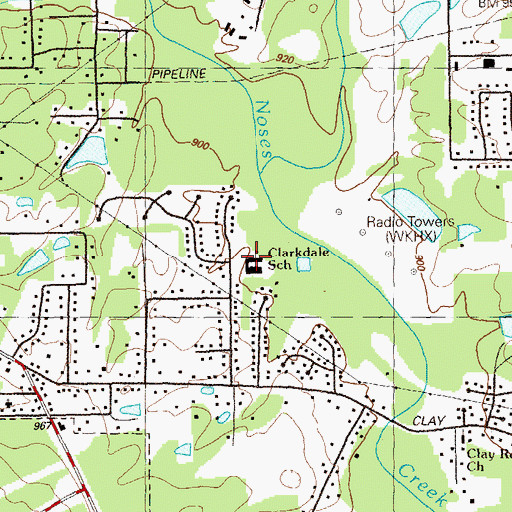 Topographic Map of Clarkdale Elementary School, GA