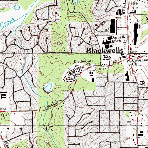 Topographic Map of Cobb Place Manor, GA