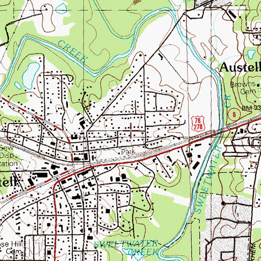 Topographic Map of Collar Park, GA