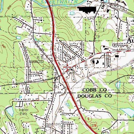 Topographic Map of Community Church Cemetery, GA
