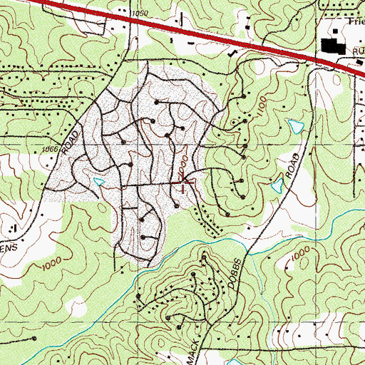 Topographic Map of Country Creek, GA