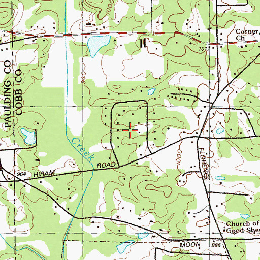 Topographic Map of Cross Creek Estates, GA