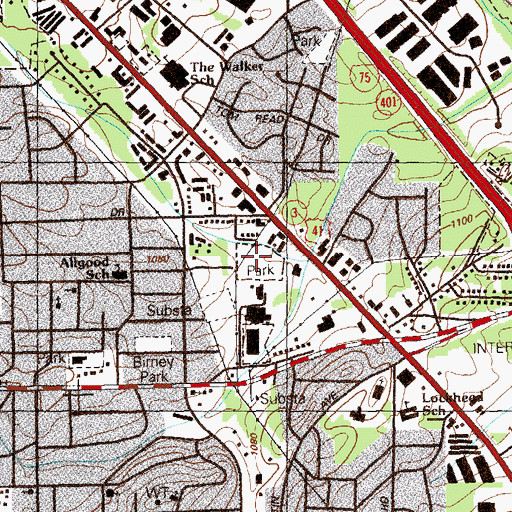 Topographic Map of Custer Park, GA