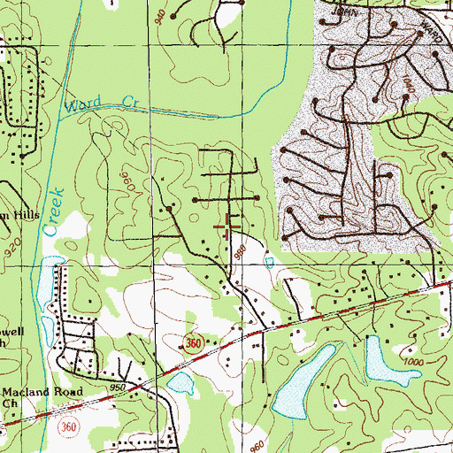 Topographic Map of Davenport Cemetery, GA