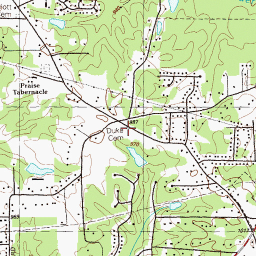 Topographic Map of Duke Cemetery, GA