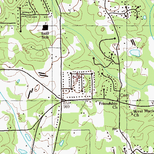 Topographic Map of Echols Cemetery, GA