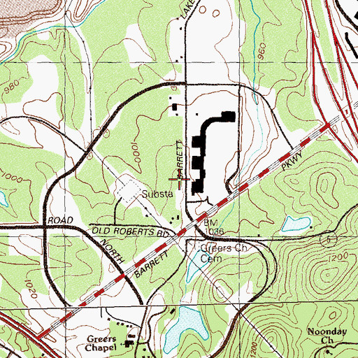 Topographic Map of Edwards-Attaway Cemetery, GA