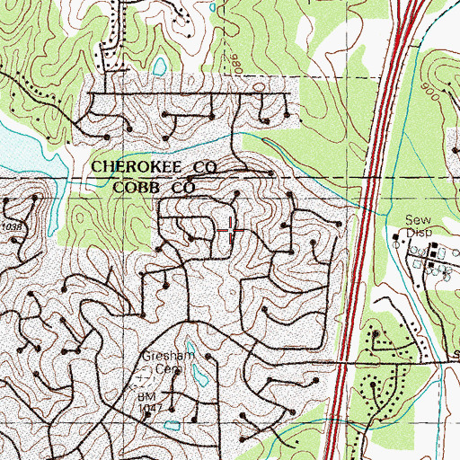 Topographic Map of Falcon Hills, GA