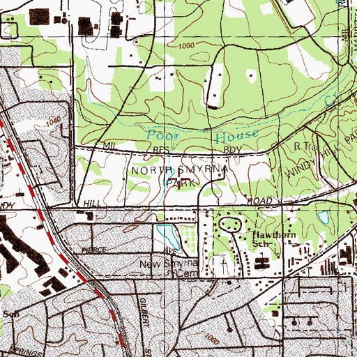 Topographic Map of Fox Creek Golf Course, GA
