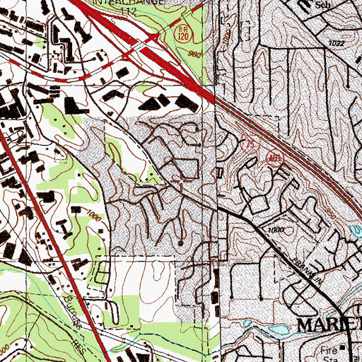 Topographic Map of Franklin Village Shopping Center, GA