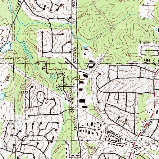 Topographic Map of Henderson Cemetery, GA