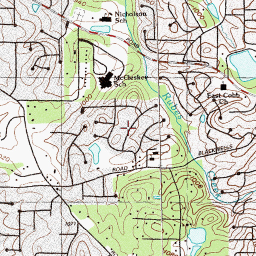 Topographic Map of Heritage Farms, GA