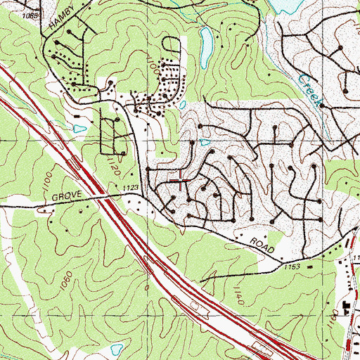 Topographic Map of Hickory Forest, GA