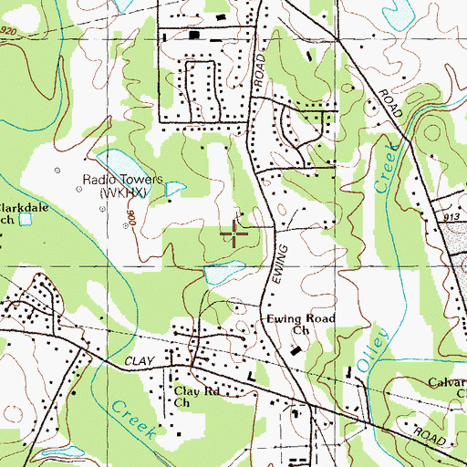Topographic Map of Hill Cemetery, GA
