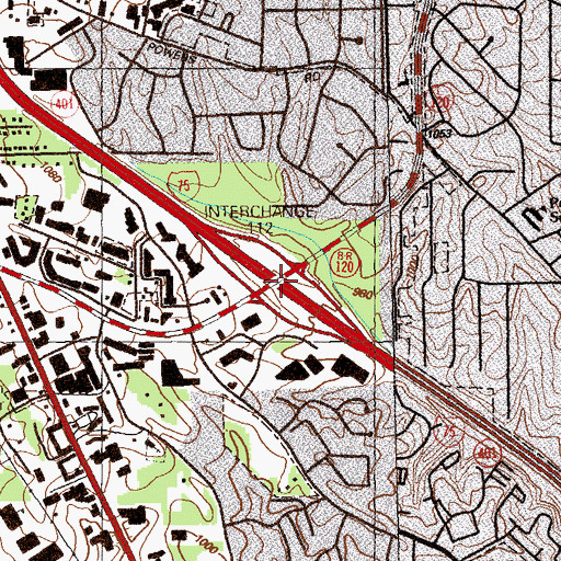 Topographic Map of Interchange 112, GA