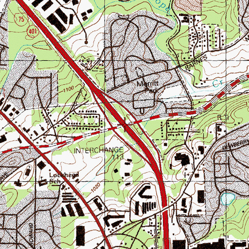 Topographic Map of Interchange 113, GA