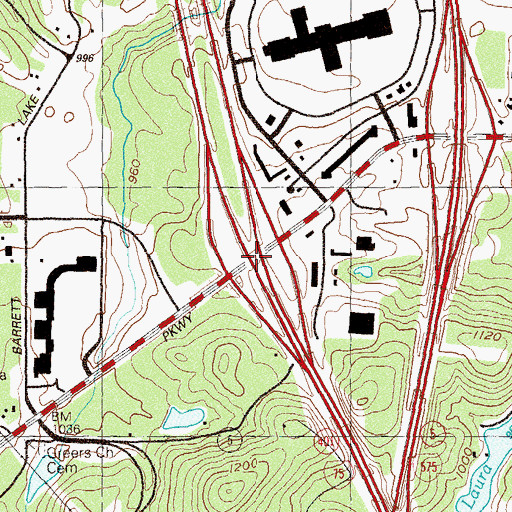 Topographic Map of Interchange 116, GA