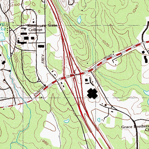 Topographic Map of Interchange 117, GA