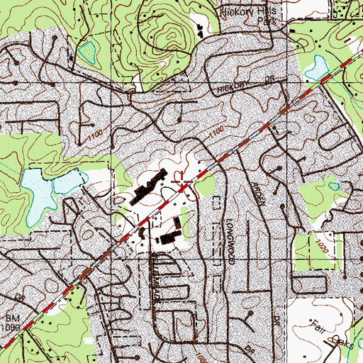 Topographic Map of Jo Ann Stratton Branch Cobb County Public Library, GA
