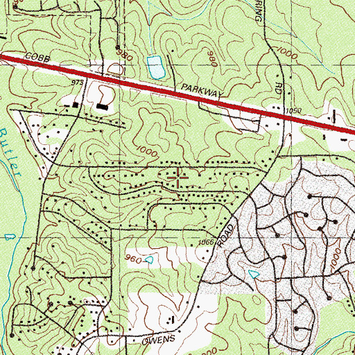 Topographic Map of Kennesaw Acres, GA