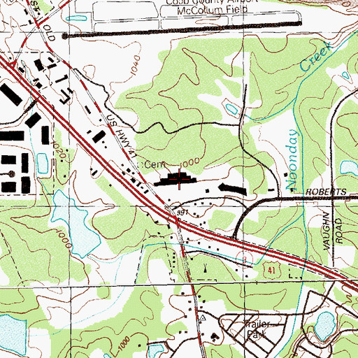 Topographic Map of Kennesaw Crossing Shopping Center, GA