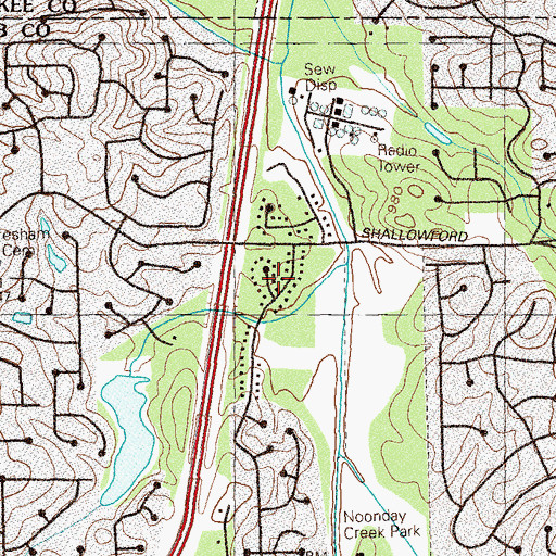 Topographic Map of Kings Crossing, GA