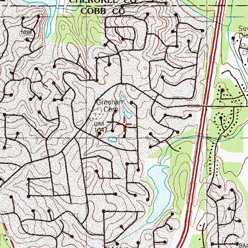 Topographic Map of Lake Latimer, GA