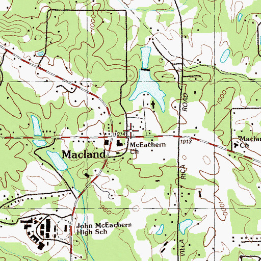 Topographic Map of Macland Cemetery, GA