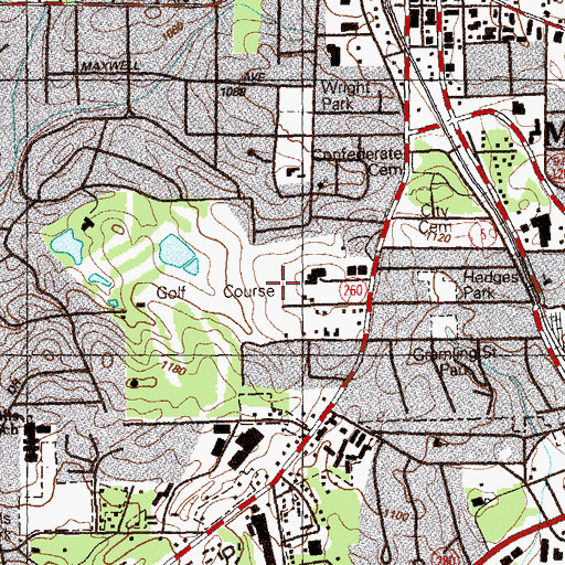 Topographic Map of Marietta Country Club, GA