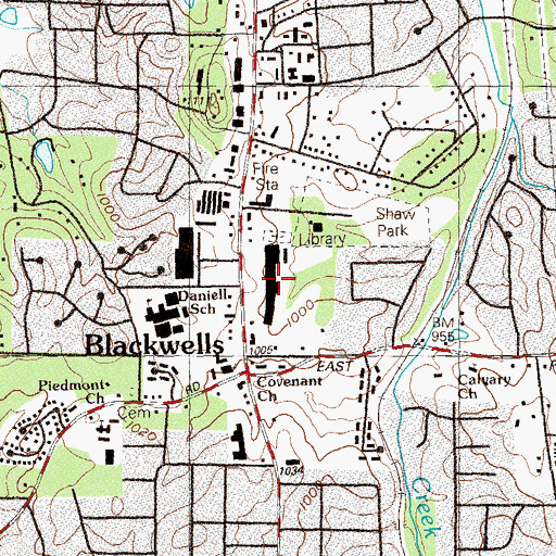 Topographic Map of Market Square Shopping Center, GA