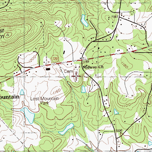 Topographic Map of Midway Cemetery, GA