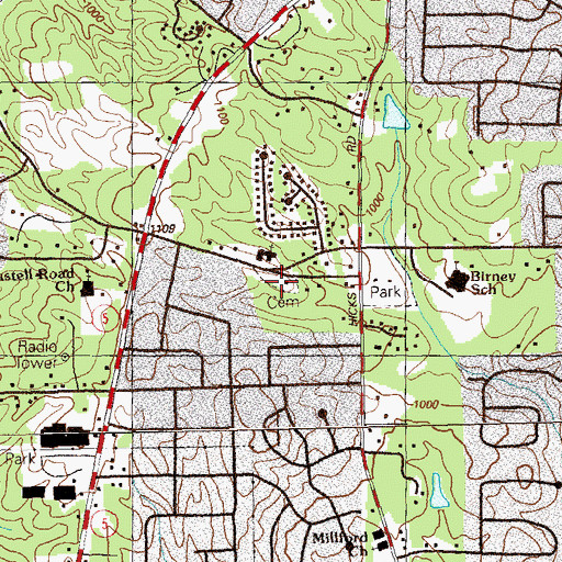 Topographic Map of Milford Cemetery, GA