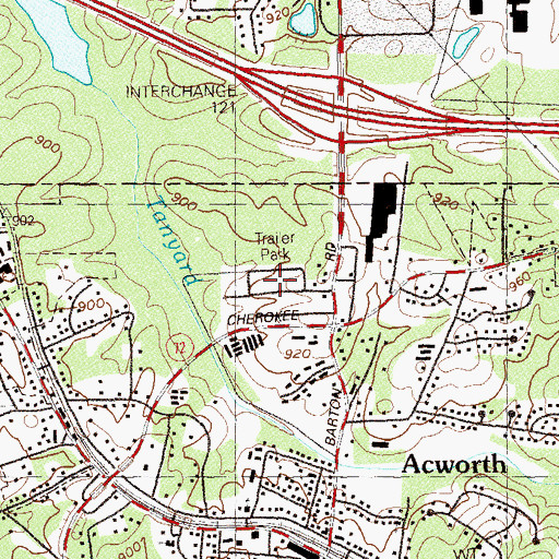 Topographic Map of Modern Living Mobile Home Park, GA