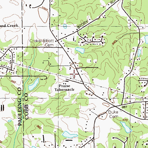 Topographic Map of Morris Cemetery, GA
