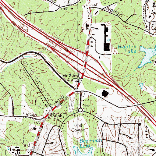 Topographic Map of Mount Zion Methodist Cemetery, GA