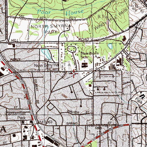 Topographic Map of Mount Zion Cemetery, GA