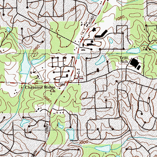 Topographic Map of Mount Zion Cemetery, GA