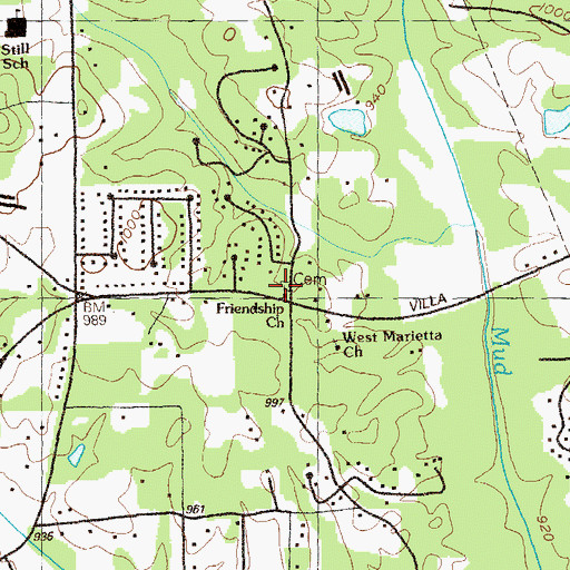 Topographic Map of New Friendship Cemetery, GA
