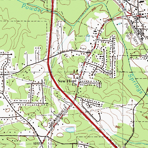 Topographic Map of New Hope Cemetery, GA