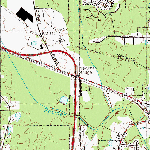 Topographic Map of Newman Bridge, GA