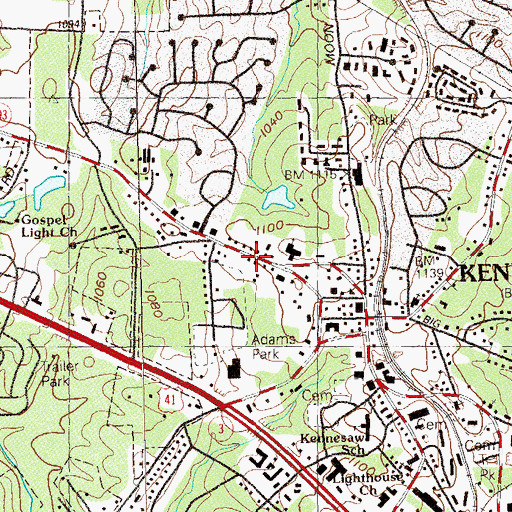 Topographic Map of North Main Street Historic District, GA