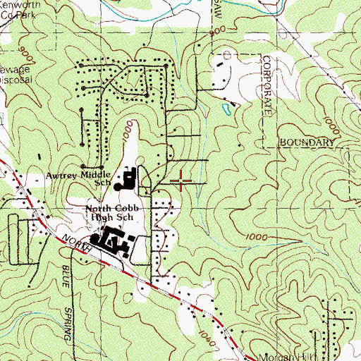 Topographic Map of Nowlin Woods, GA