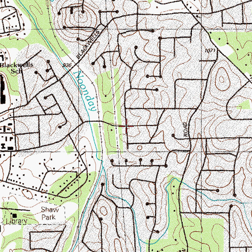 Topographic Map of Oak Creek Estates, GA