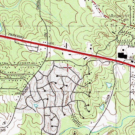 Topographic Map of Owens Meadows, GA