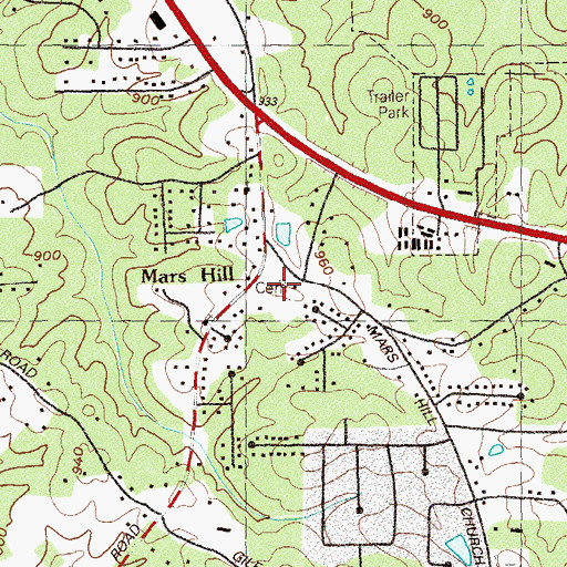 Topographic Map of Peters Cemetery, GA