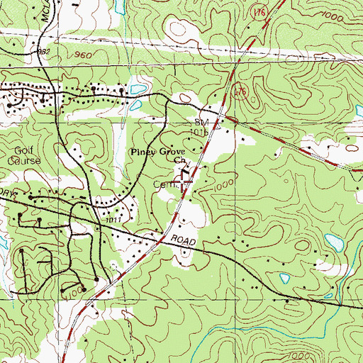 Topographic Map of Piney Grove Cemetery, GA