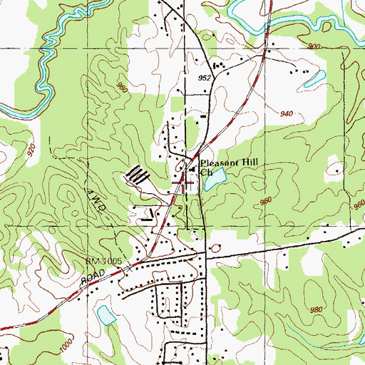 Topographic Map of Pleasant Hill Cemetery, GA