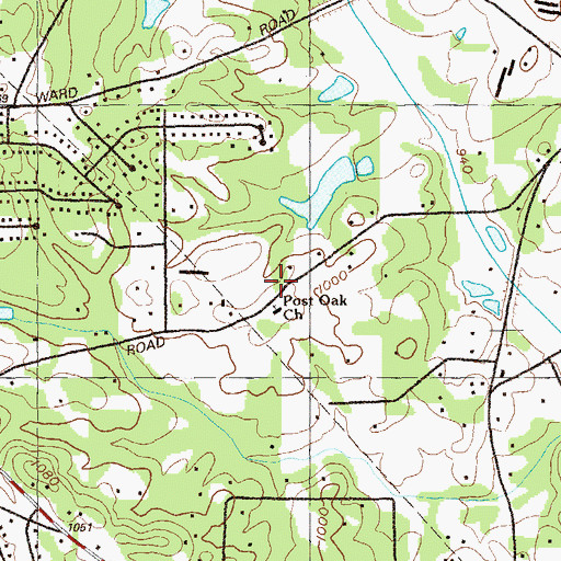 Topographic Map of Post Oak Cemetery, GA